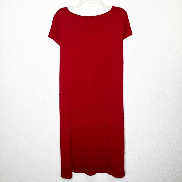 Eileen Fisher Viscose Jersey Tiered Cap Sleeve
Midi Dress Large Red - Picture 4 of 8